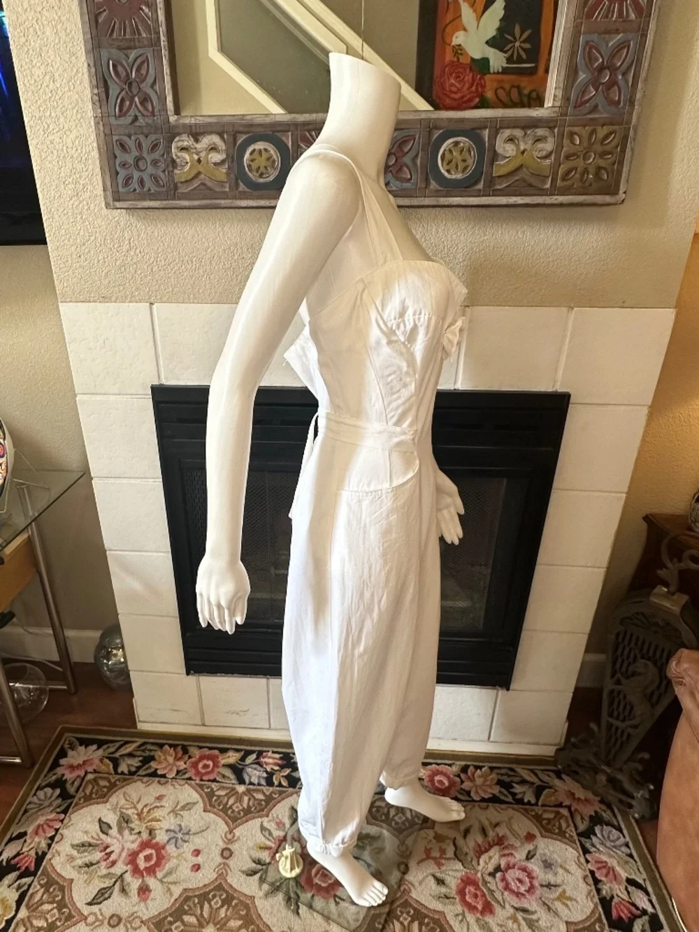 KAREN ALEXANDER Vtg WHITE JUMPSUIT parachute pant ROMPER pockets 10 style W4169 - Picture 3 of 15